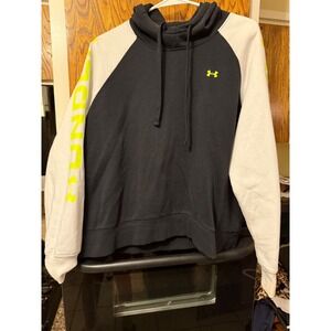 Under Armour Women's Black White Neon Graphic Hoodie‎ Loose Fit Size LG